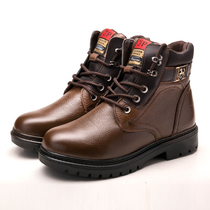 [Tặng Đồng Hồ] Giày Nam Cao Cổ Da Bò Thật - Boot Nam Cao Cổ Da Thật Dây Buộc
