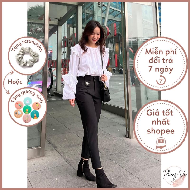 [TẶNG QUÀ] Quần baggy nữ PV603,cạp cao,đai nắp túi,2 cúc,vải lụa cực đẹp | BigBuy360 - bigbuy360.vn