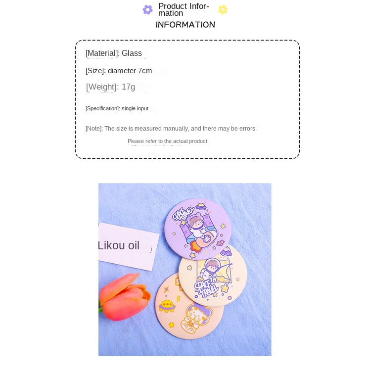 Gương Trang Điểm Mini Hình Tròn Bằng Thiếc Dễ Thương Cho Nữ