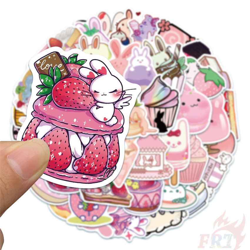 Set 50 Miếng Dán Hình Thỏ Xinh Xắn Dùng Để Trang Trí