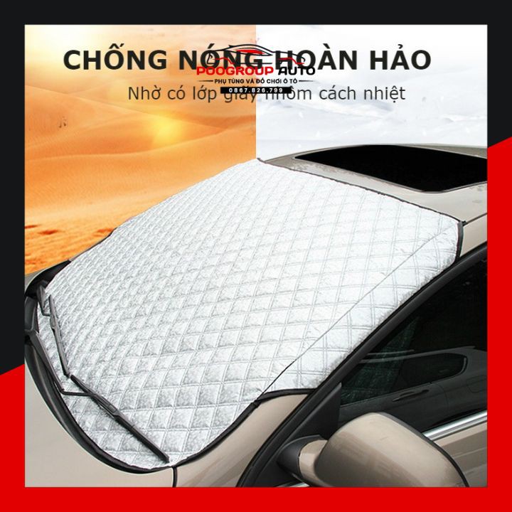 Tấm chắn nắng chống nóng kính lái ô tô bảo vệ 3 lớp Poogroup