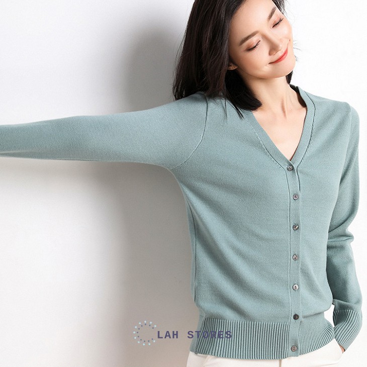 Áo len cardigan nữ basic Thu Đông 2020 LAH STORE