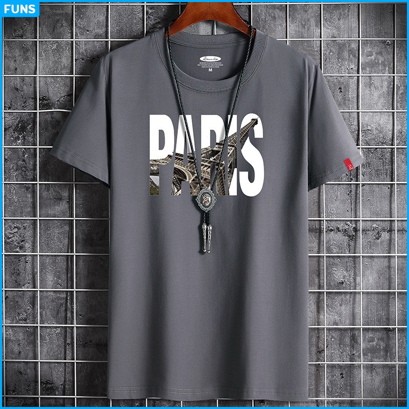 Áo thun nam FUNS mã TT31 Áo tay lỡ nam họa tiết Paris thể thao đẹp mùa hè thu tập gym vải cotton