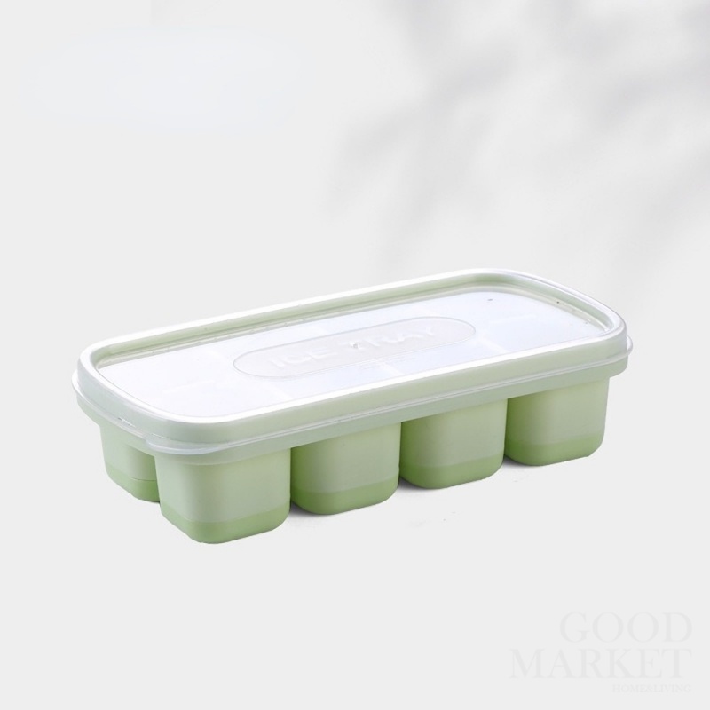 Khuôn Silicone Làm Đá Viên 8 Ngăn Hình Vuông Có Nắp DIY