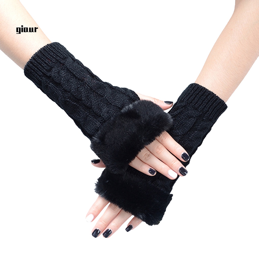 Găng tay dài hở ngón mềm mại chống gió thời trang cho nữ