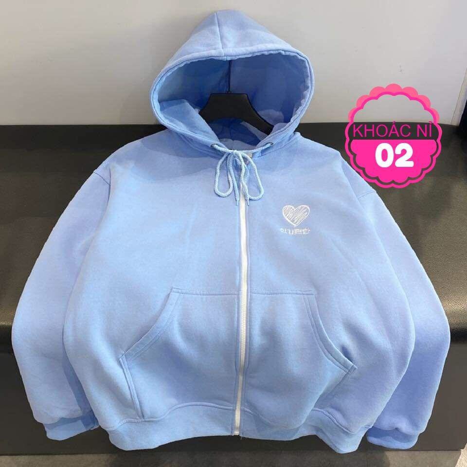 Áo khoác chống nắng thêu TRÁI TIM HÀN QUỐC mẫu oversize 56kg Chất liệu nỉ ngoại không xù lông 113