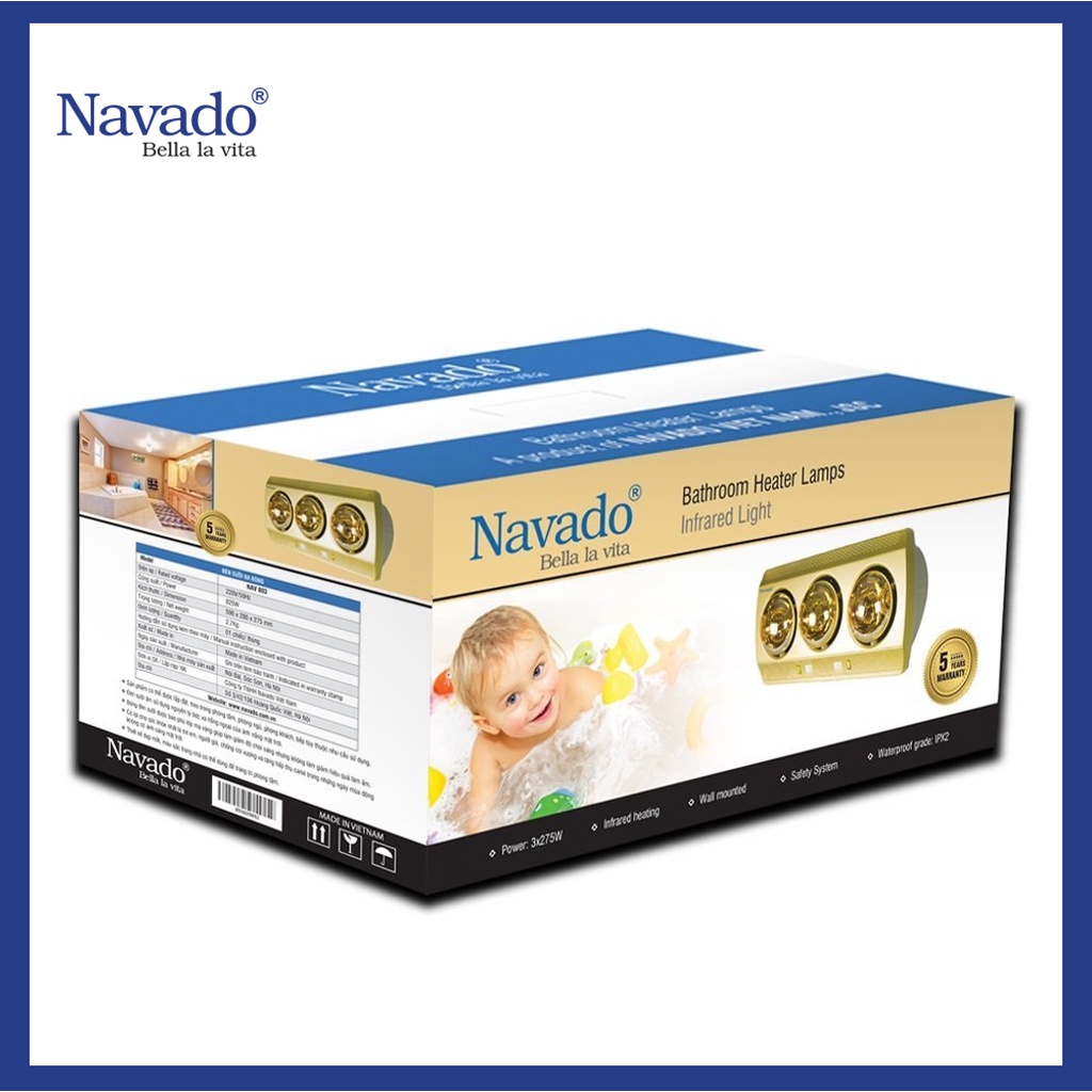 Đèn Sưởi 3 Bóng Navado | Bảo Hành Chính Hãng