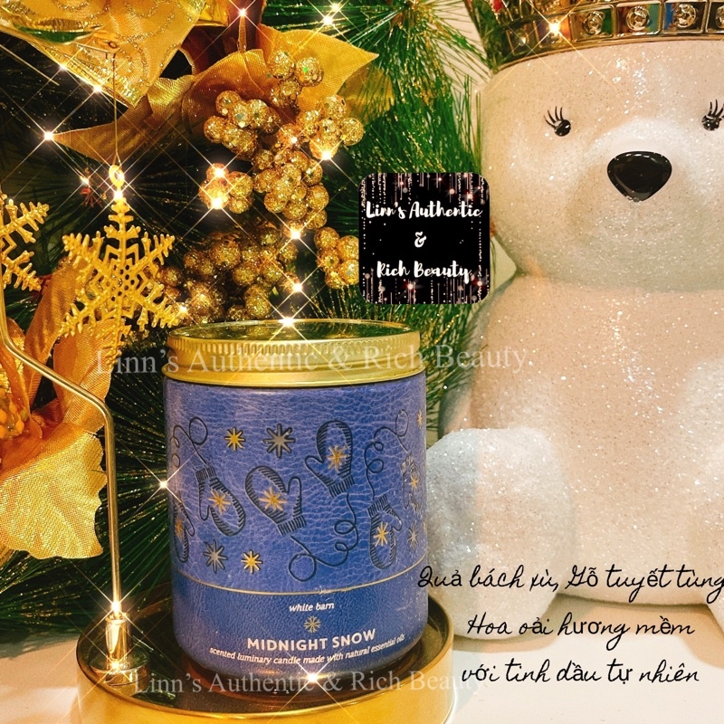 MIDNIGHT SNOW - Nến Thơm 1 Bấc Bath &amp; Body Works USA