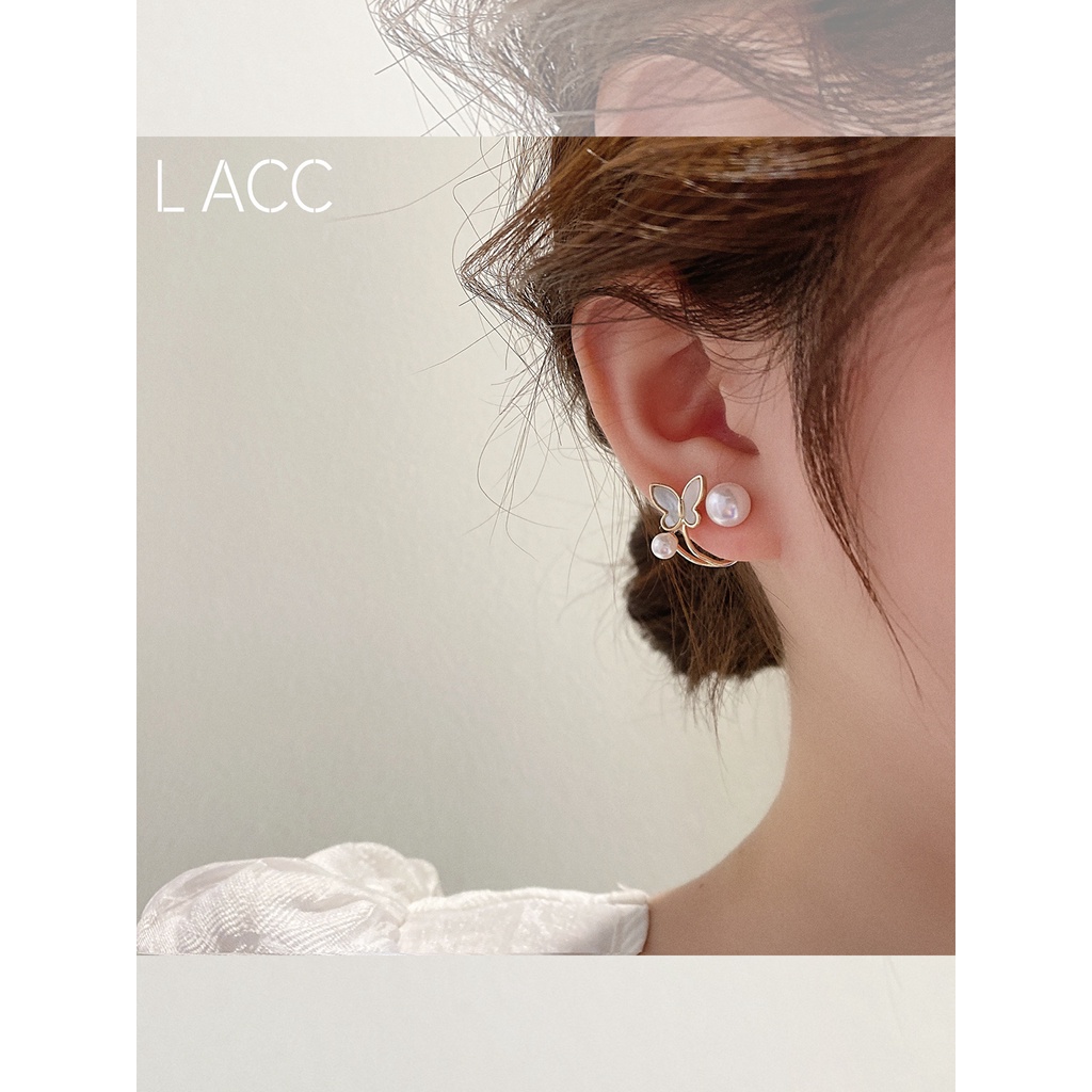 Khuyên Tai Hình Bướm Đính Ngọc Trai Sang Trọng Phong Cách Hàn Quốc 2022