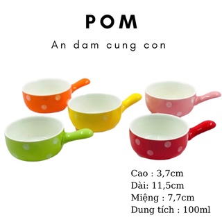 Bát ăn dặm chấm bi có tay cầm 100ml