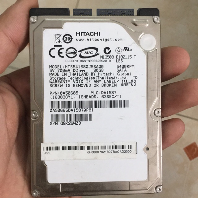 Ổ cứng laptop 80G sata tháo máy bộ