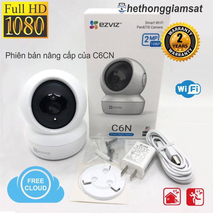 [Mã 253ELSALE hoàn 7% đơn 300K] Camera IP Wifi Xoay 360 EZVIZ C6N 1080P 2MPX, Chính Hãng, Bảo Hành 24 Tháng