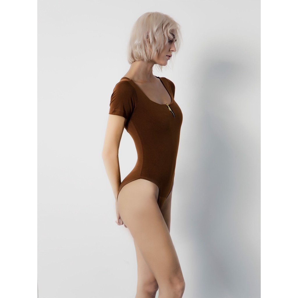 Bodysuit Nữ Tay Lửng With Zip , Chất Liệu Cotton Co Dãn Thoải Mái,WO000103,SOMEHOW