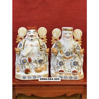 Cặp tượng Thần Tài Thổ Địa áo gấm xanh cao cấp, Tượng Thần Tài Thổ Địa cao 20cm
