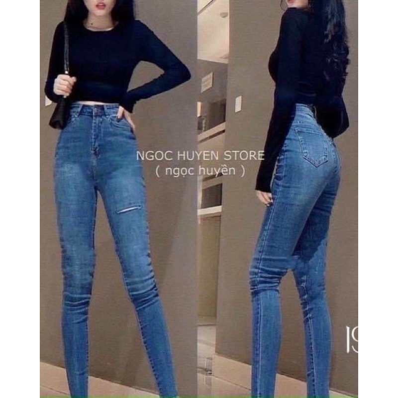 Quần jeans ôm body lưng siêu cao rách ngang đùi mã 351,352,353, 268 - JZ0T | BigBuy360 - bigbuy360.vn