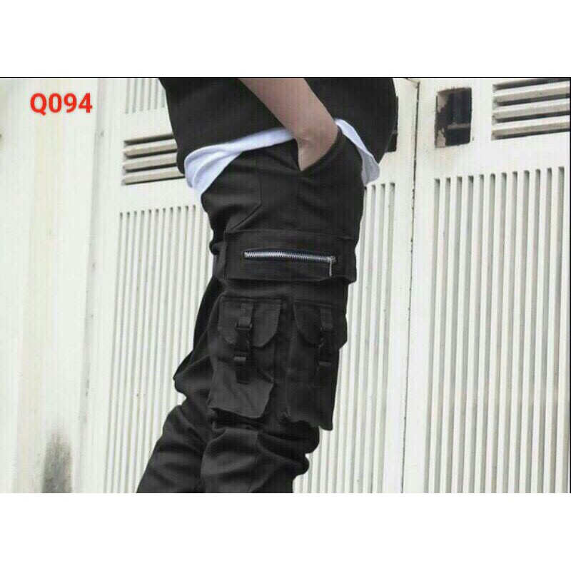 &lt;FREE SHIP&gt; Quần jogger nam nữ unisex túi hộp khóa zip vải kaki co giãn xịn cực chất (095)