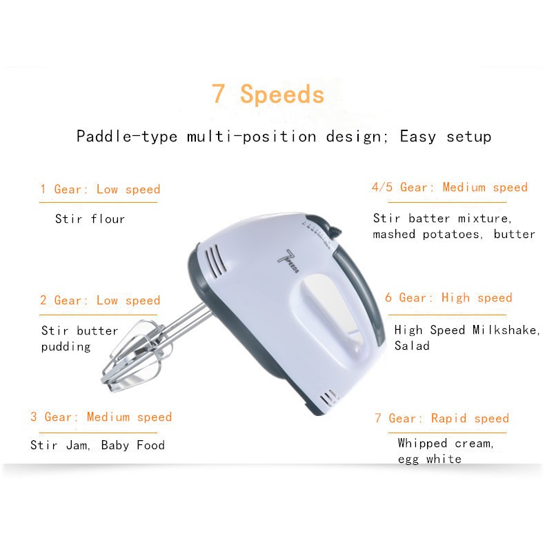 Máy đánh trứng điện cầm tay 7 tốc độ chất lượng cao