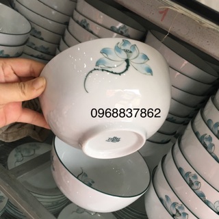 Bát tô vẽ hoa sen - bộ bát ăn cao cấp bát tràng