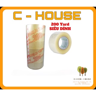 Băng keo dán hàng hóa, thùng carton loại 200 yard (Trong/Vàng)