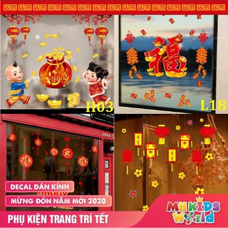 Decal dán kính và băng treo trang trí Tết Canh Tý 2020 trang trí cửa sổ, cửa kính khách sạn, cửa ra vào, tường gạch men