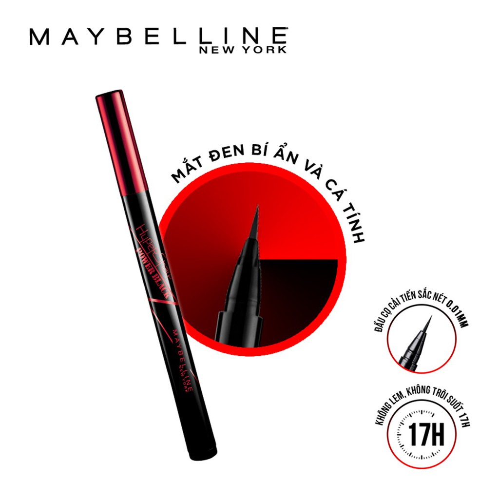 Bút Kẻ Mắt Nước Không Trôi, Siêu Sắc Mảnh Maybelline New York Hyper Sharp Power Black 0.5g (Màu Đen)
