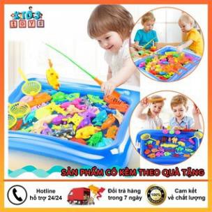 Đồ chơi câu cá cho bé, size lớn 4 cần câu 45 cá, phát nhạc, chất liệu nhựa ABS cao cấp không độc hại