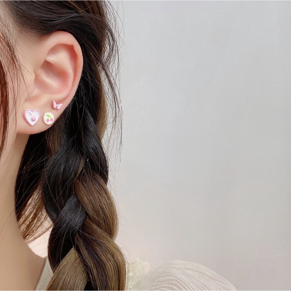 Bông Tai Mạ Bạc 925 Hình Hoa Anh Đào Màu Sắc Ngọt Ngào Thời Trang Cho Nữ