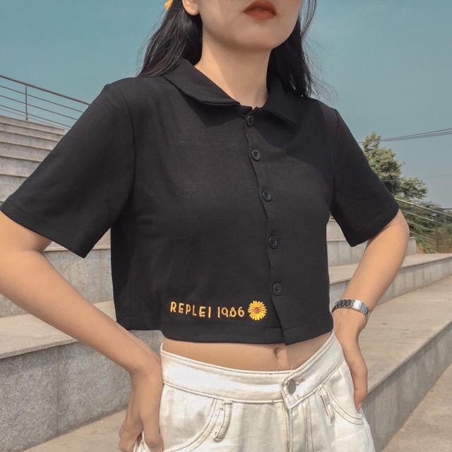 Áo croptop Pow thun