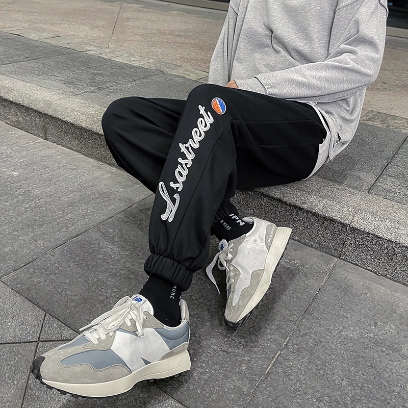 Quần Jogger Thể Thao Màu Đen Dáng Rộng Lưng Thun Co Giãn Phối Dây Rút size M-8XL Phong Cách Hàn Quốc Cho Nam Giới