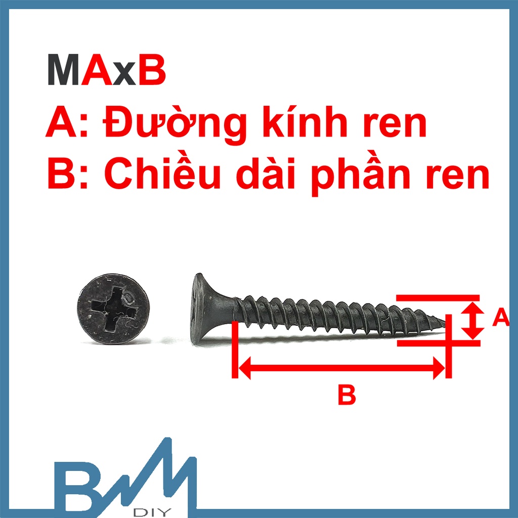 Đinh vít đầu chìm - đinh vít gỗ thạch cao - vít ren thưa - vít tự khoan mũi nhọn M3.5