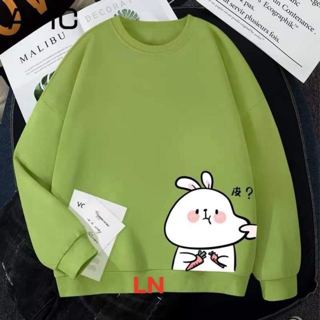 Áo nỉ bo tay thỏ hỏi chấm cạnh sườn LN12, Áo nỉ Unisex from rộng, Chất nỉ ấm mặc không xù, thiết kế phong cách - MODY