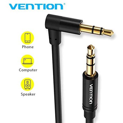 Dây âm thanh 3.5mm 1 đầu vuông góc dài 1.5m cao cấp chính hãng VENTION BAKBG-T