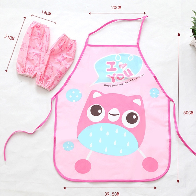 1 Bộ Tạp Dề Vẽ Tranh Tay Dài Chống Nước Cho Bé Trai &amp; Gái