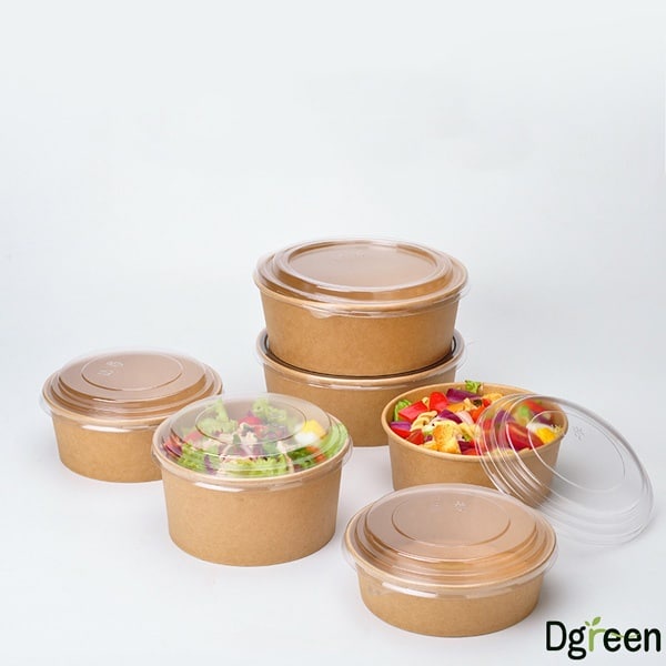 50 Tô giấy Kraft size 750,1000ml kèm nắp PP/PET dùng 1 lần.