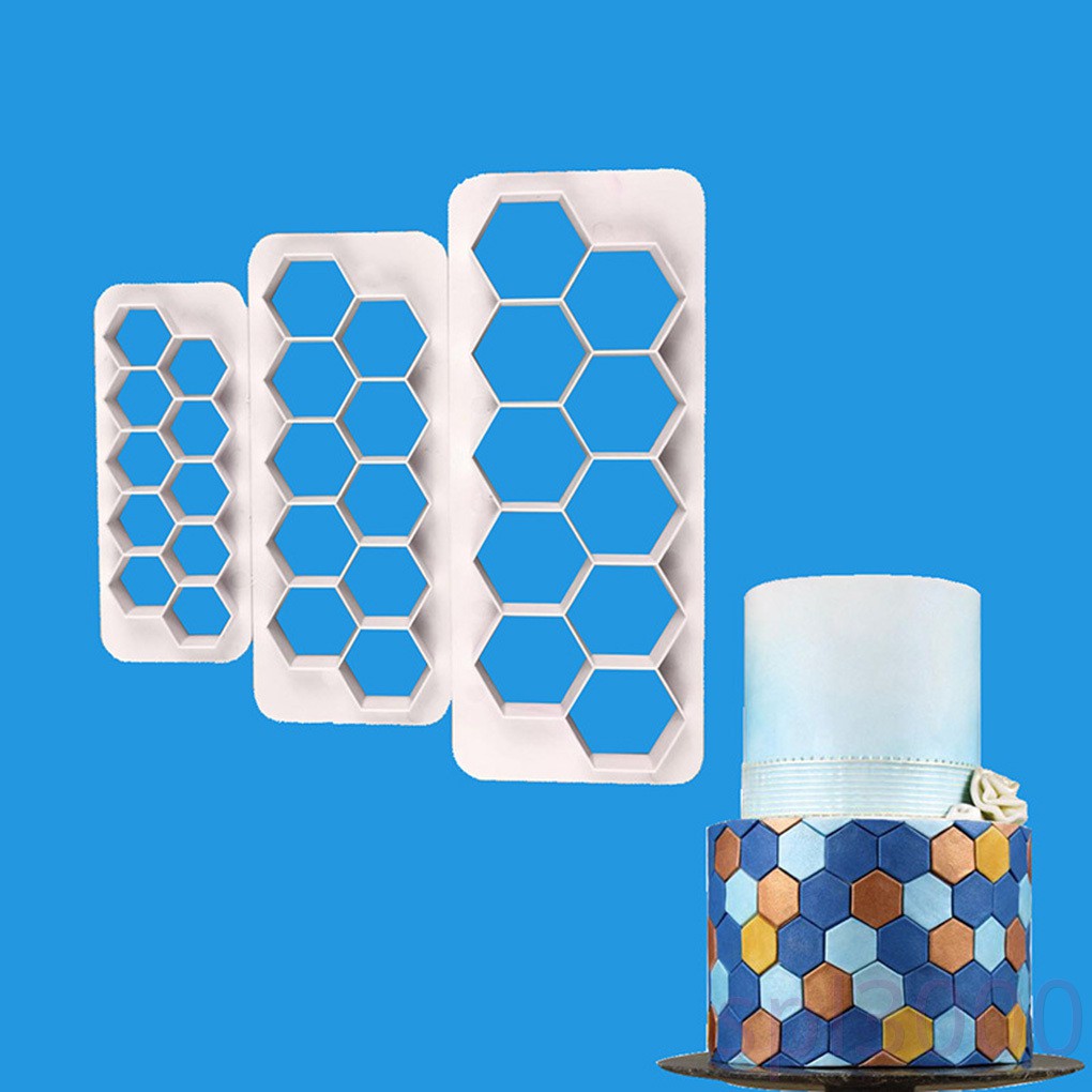 Set 3 Khuôn Cắt Tạo Hình Lục Giác Trang Trí Bánh