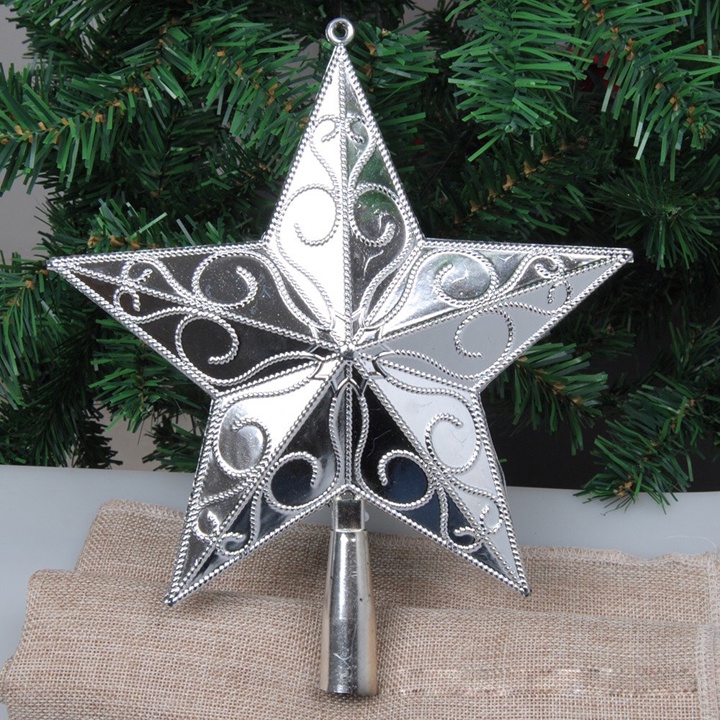 Ngôi sao Giáng Sinh 15cm vân lưới gắn đỉnh cây thông trang trí noel size trung