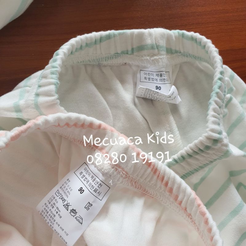 Bộ ngủ dài tay cotton thu đông xuất Hàn kẻ sọc caro kẻ ngang cho bé trai bé gái