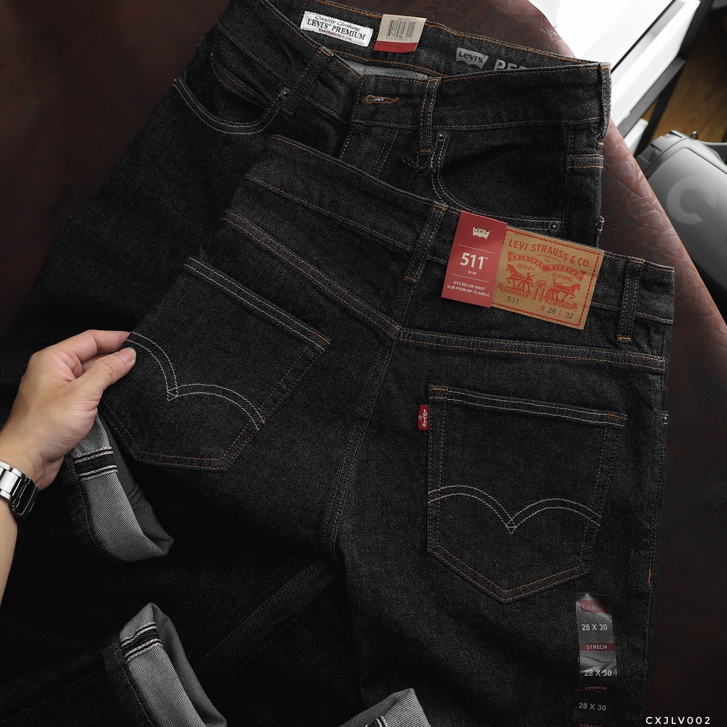 Quần jean dài nam VNXK Levi, chất jean chính phẩm, dày dặn, form slim fit LV002