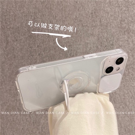 Ốp for Iphone 14 Pro Max điện thoại TPU bảo vệ camera kèm móc xỏ ngón cho for Iphone 12 11 Pro Max X Xs Xr 7 Plus 8 Plus Trượt rõ ràng Bảo vệ ống kính máy ảnh Chống va đập Nắp lưng TPU mềm chống va đập