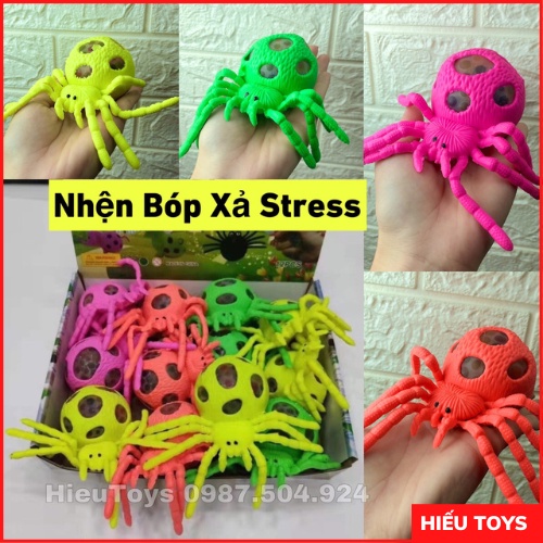 Đồ Chơi Squish Nhện Bóp Xả Stress Nhiều Màu Sắc Chất Liệu Silicon Mềm Hiếu Toys