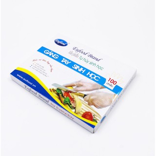 Găng tay tự hủy sinh học, bao tay tự hủy sinh học bảo vệ môi trường Eufood - Hộp 100 cái - Date 4.2026