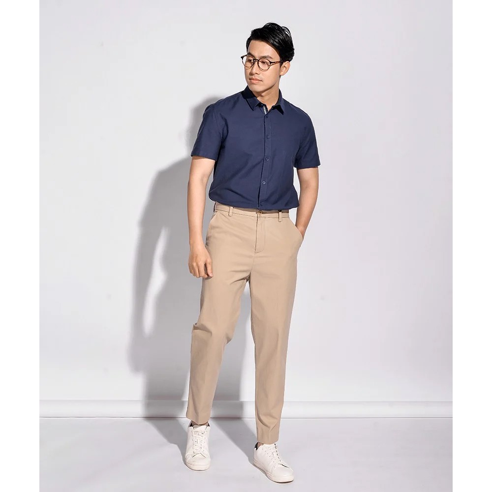 ROUTINE Áo sơ mi nam ngắn tay cổ bẻ Oxford form fitted 5 màu10S20SHS004