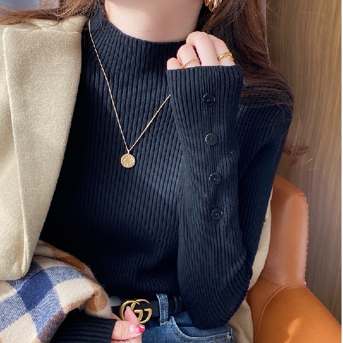 Áo nữ ZHELIHANGFEI dệt kim tay dài cổ lọ cá tính thời trang dễ phối đồ