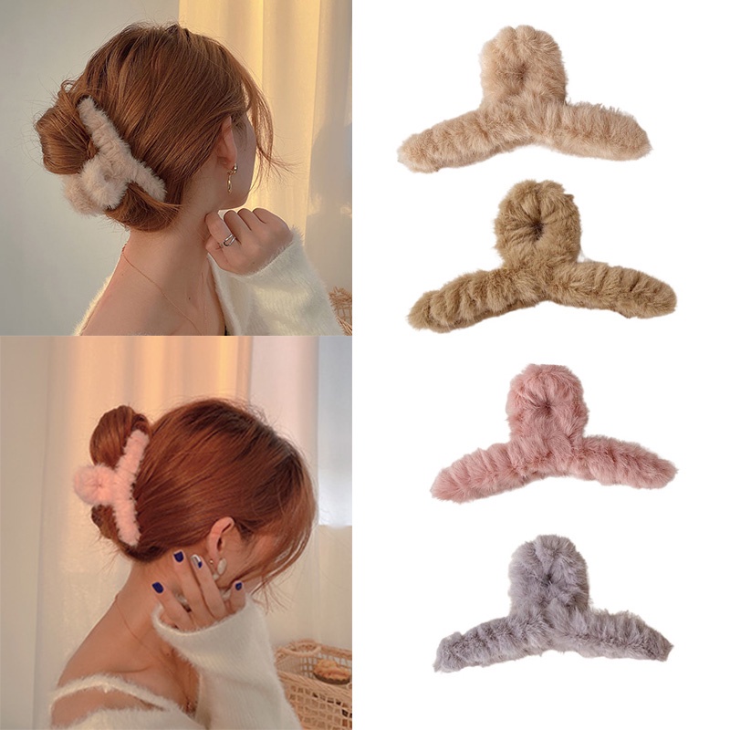 Kẹp Tóc Đuôi Ngựa Bằng Lông Nhung Nhiều Màu Sắc Phong Cách Vintage Ngọt Ngào Dành Cho Nữ