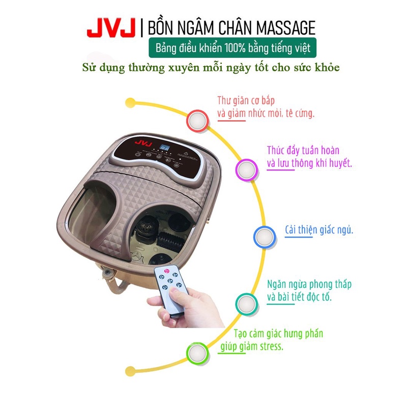 Bồn ngâm chân JVJ B2 mát xa tự động bằng con lăn,massage sủi,sục khí[TẶNG 2 LIỆU TRÌNH NGÂM CHÂN THẢO DƯỢC] BẢO HÀNH12