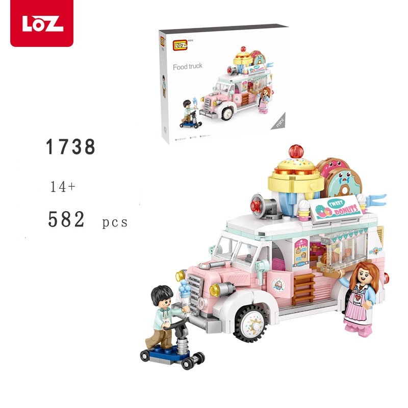Bộ đồ chơi lắp ráp LOZ mô hình food truck- coffee truck, pizza truck, dessert truck, fruit truck