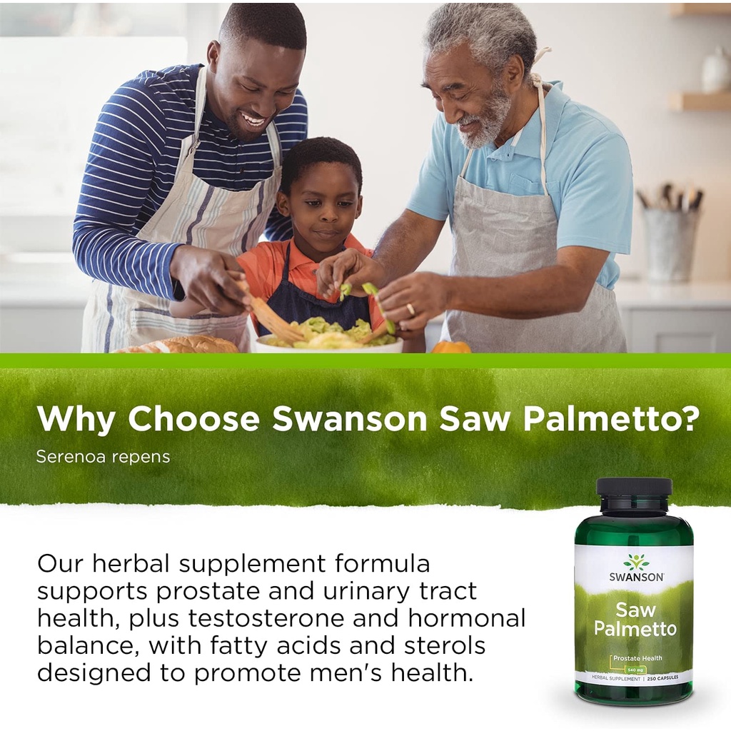 Swanson Saw Palmetto 540mg Viên uống hỗ trợ sức khỏe tuyến tiền liệt và đường tiết niệu 250 viên