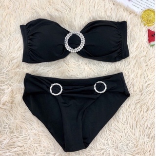 Xả bikini 2 mảnh đính đá màu đen