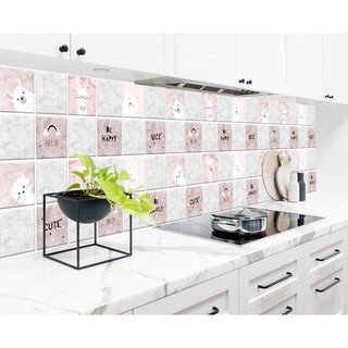 1 mét decal giấy dán bếp tráng nhôm cách nhiệt khổ 60cm mẫu ô vuông hoạt hình có keo sẵn
