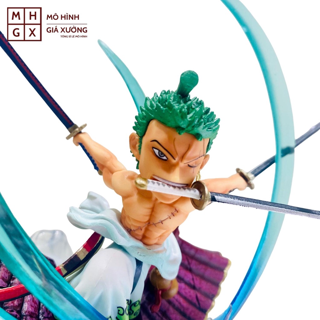 Mô hình One Piece Zoro cởi trần wano trên mái cao 14cm , trạng thái chiến đấu , figure mô hình one piece giá xưởng